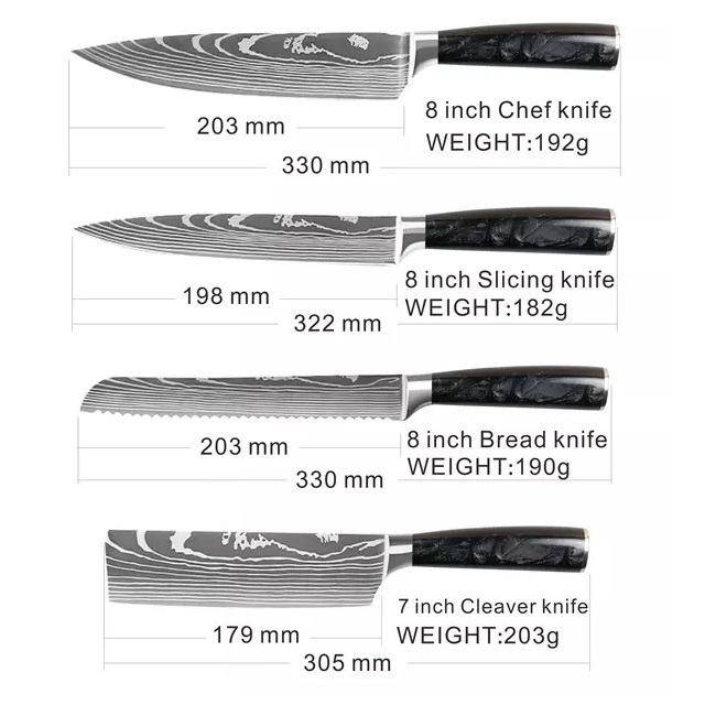 Sada kuchyňských nožů BL-21800 - 8ks/Černá/Hnědá