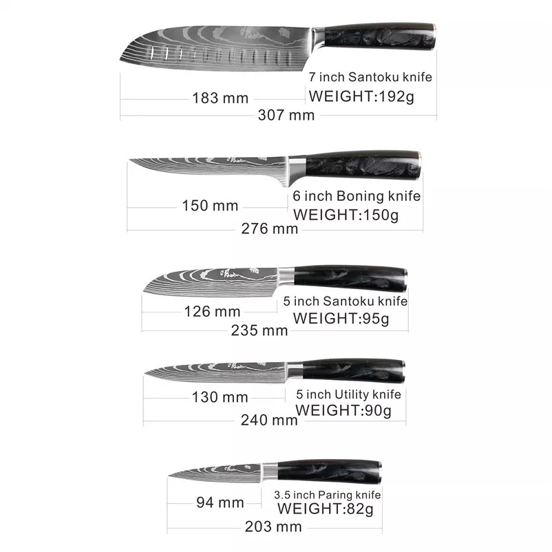 Sada kuchyňských nožů BL-21800 - 8ks/Černá/Hnědá