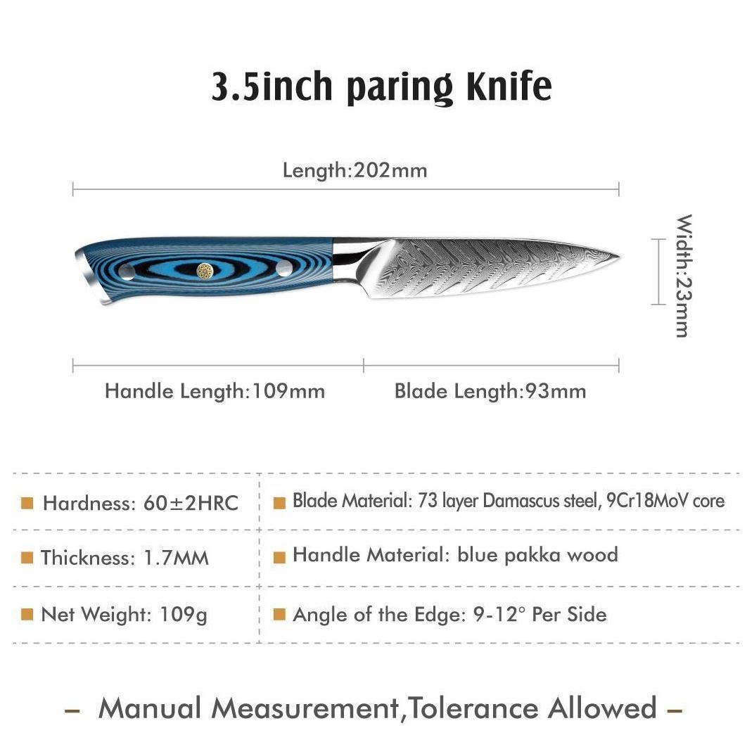 Damaškový kuchyňský nůž TU-37500 - Utility/Modrá