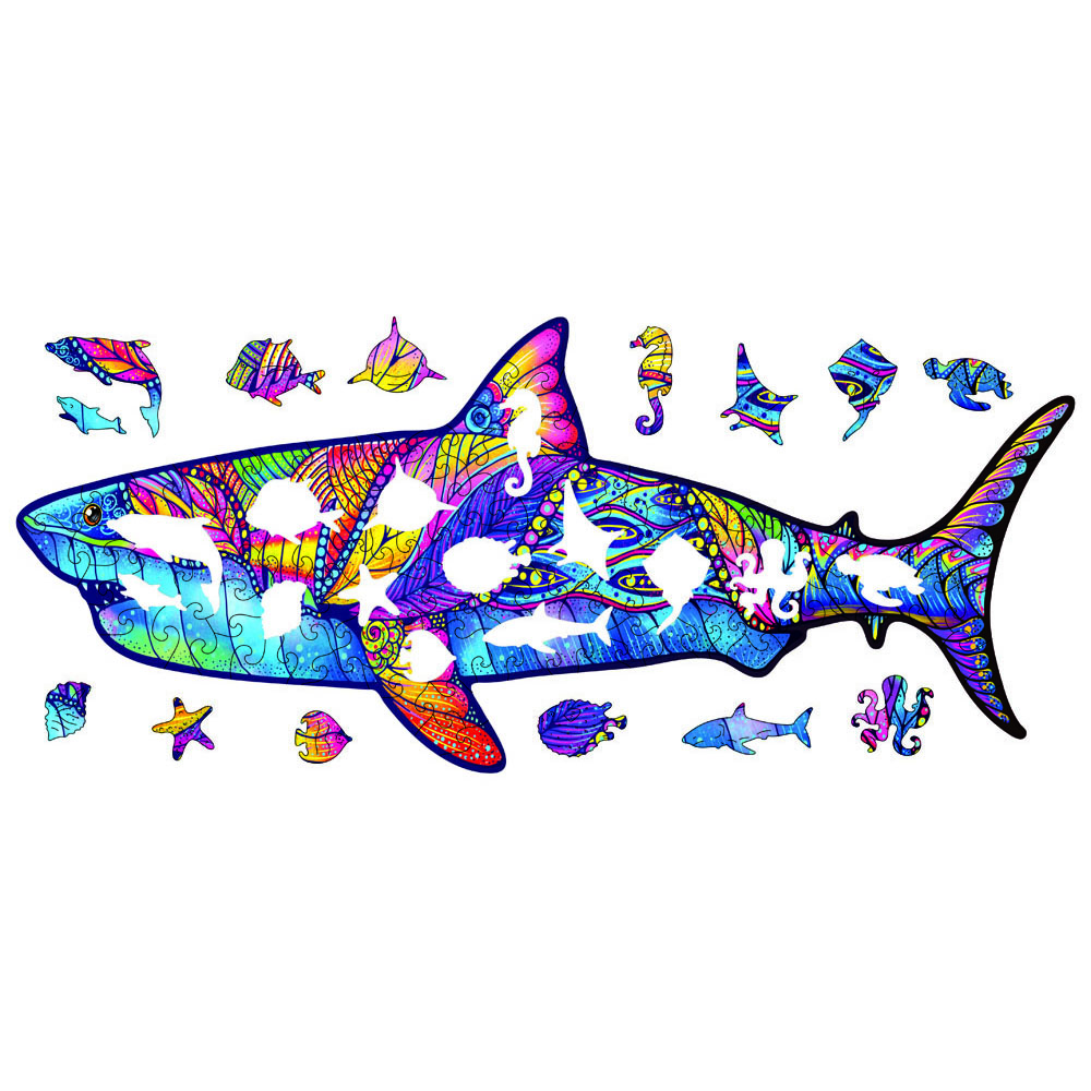 Dřevěné puzzle - Shark/L
