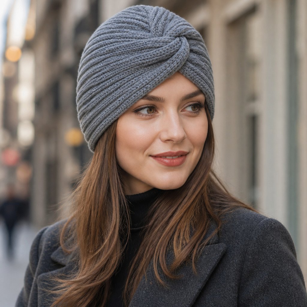 Turbanová Čepice - Tmavě Šedá